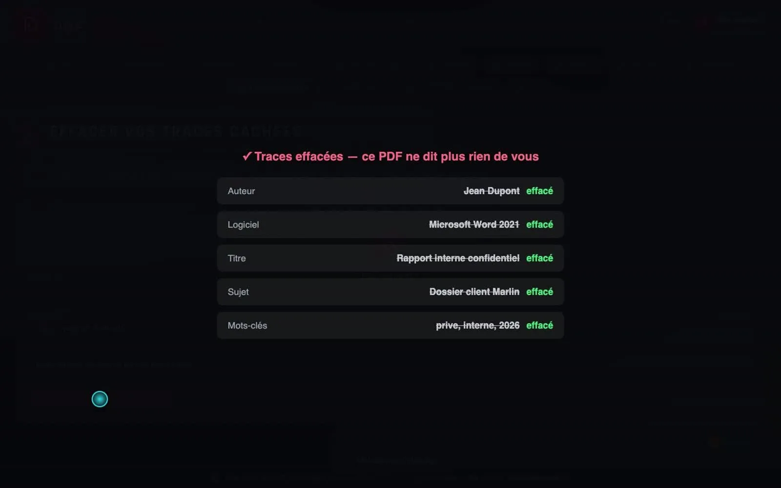 Informations cachées effacées d'un PDF avec Pilote PDF