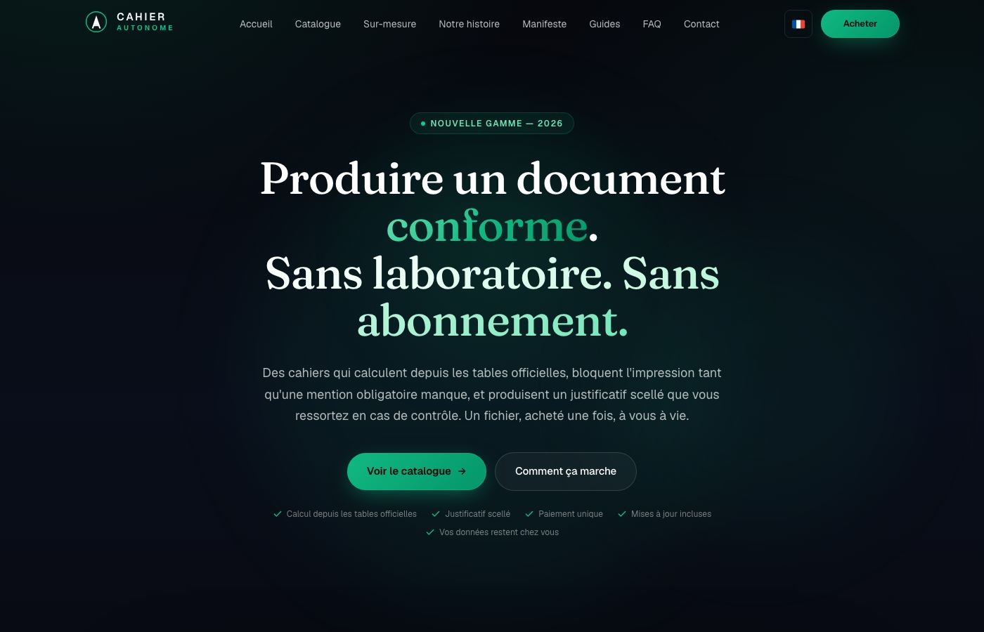 Page d'accueil du site cahierautonome.fr