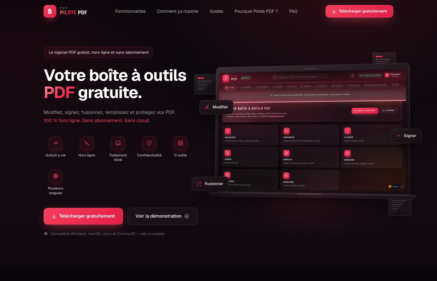 Page d'accueil du site pilotepdf.com
